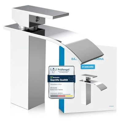 Abbildung von Bächlein Badarmatur Elegante Tamina (Chrom) hochwertige Designarmatur mit Wasserfalloptik