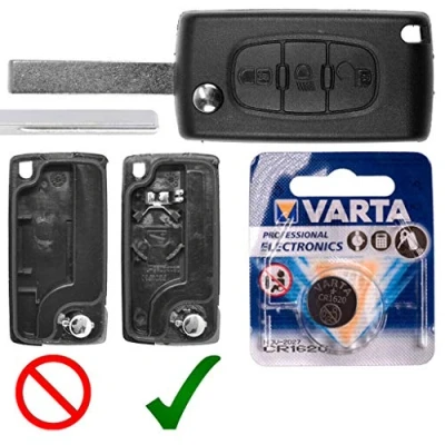 Abbildung von Autoschlüssel Funk Fernbedienung Austausch Gehäuse mit 3 Tasten + HU83 Rohling Batterie kompatibel Citroen C4 I Grand Picasso C5 III Break
