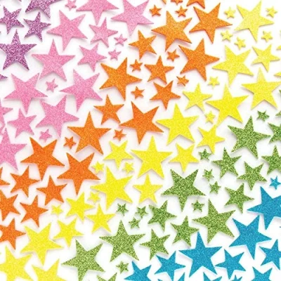 Abbildung von Baker Ross Glitzernde Sternaufkleber in Pastellfarben, 200 Stück, Osterbasteleien, Basteln für Kinder (AX701)