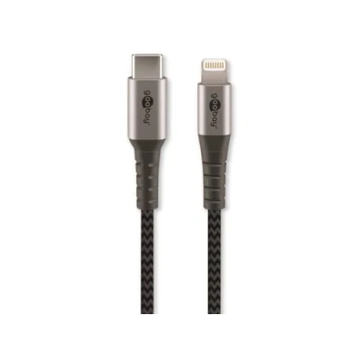 Abbildung von Goobay 49272 Lightning auf USB C Schnellladekabel / MFi Apple Ladekabel Kabel 480 Mbits iPhone Extrem robustes Textilkabel iPad Grau 2m