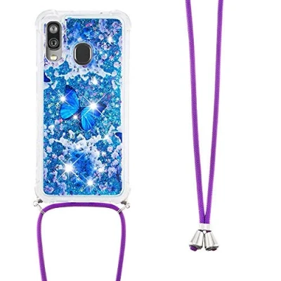 Abbildung von Handykette Handyhülle für Samsung Galaxy A20e Hülle,Glitzer Quicksand kreatives Fließende Flüssigkeit schwimmt Silikon Case mit Umhängeband Handykordel Band Kette A20e,YB GS Die