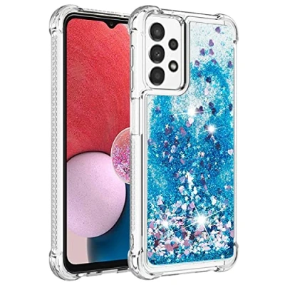 Abbildung von KBIKO zxl Hülle kompatibel mit Samsung Galaxy A13 4G Schutzhülle Flüssig Glitzer, Handyhülle Back Cover Flüssigkeit, TPU Silikon Transparent für 4G.Blue YBL