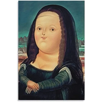Abbildung von SDDLW1990 Gemälde Auf Leinwand Mona Lisa von Fernando Botero Künstler für Familiendekor Wandkunst Malerei Poster Druckt Bilder 23.6&quot;x35.4&quot;(60x90cm) Kein Rahmen