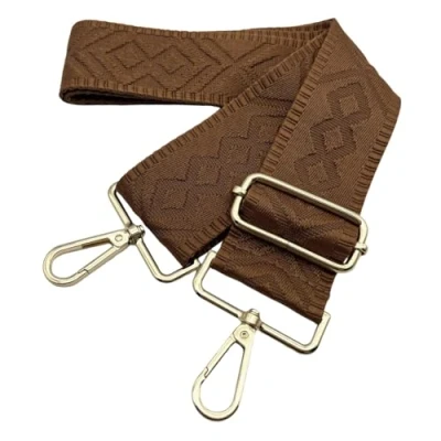 Abbildung von Verstellbarer Taschengurte Breit, 5cm Schultergurt für Tasche, zum Wechseln Goldener Karabiner Schulterriemen, Umhängegurt fur Damen Handtaschen Crossbody DIY, (Braun) 2