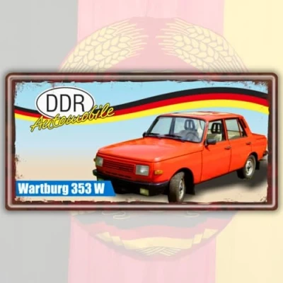 Abbildung von AV Andrea Verlag Ostalgie Metallschild Blechschild Wartburg 353 W DDR Geschenke Automobile, das Türschild Schild für Ost Nostalgiker und Fans Ostprodukte