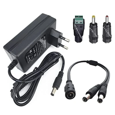 Abbildung von DZYDZR DC 12V 4A Power Supply Wall Plug 48W 2,1/2,5mm x 5,5mm und Buchse Kabelstecker 1 auf 2 Y Splitter Kabel