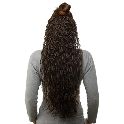 Abbildung von WIG ME UP H9311 6 Haarteil Halbperücke Clip In Extension 7 Clips Haarverlängerung stark gelockt ca. 70 cm lang &amp; 25 breit Mittelbraun