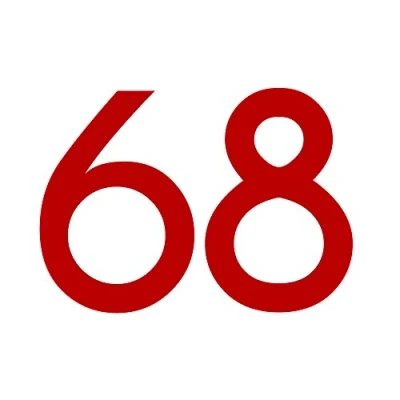 Abbildung von Zahlenaufkleber Nummer 68, rot, 10cm (100mm) hoch, Aufkleber mit Zahlen in vielen Farben + Höhen, wetterfest