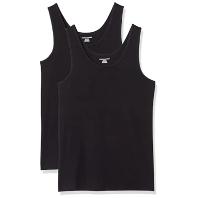 Abbildung von Amazon Essentials Damen Tanktop schlanke Passform, 2er Pack, Schwarz, L