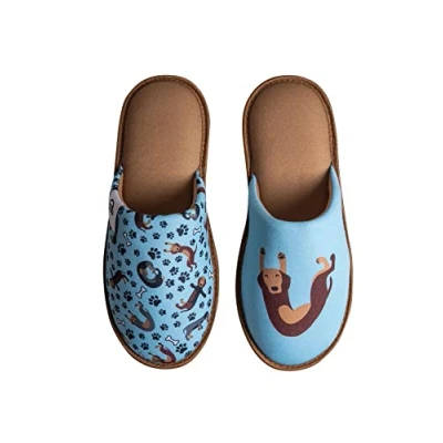 Abbildung von Dedoles Hausschuhe Damen Herren &amp; Kinder Memory Foam viele lustige Designs Einhorn Musik Regenbogen Comics Spiele Geschenk, Farbe: Dackel, Gr.: 38 39 EU
