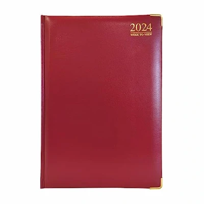 Abbildung von G4 2024 A4 Wochenansicht, fester Einband, 80 g/m² Papier, für Büro, Zuhause, Burgunderrot/Rot