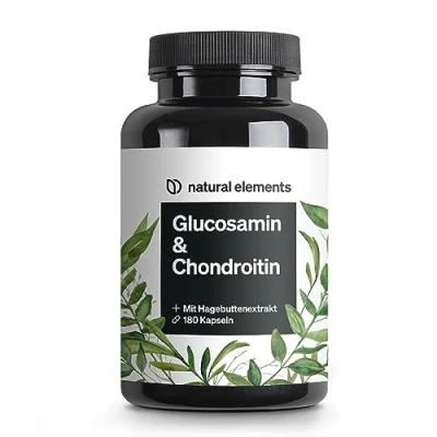 Abbildung von Glucosamin &amp; Chondroitin 180 Kapseln mit Vitamin C trägt zu einer normalen Kollagenbildung bei hochdosiert, ohne unnötige Zusätze in Deutschland produziert laborgeprüft St