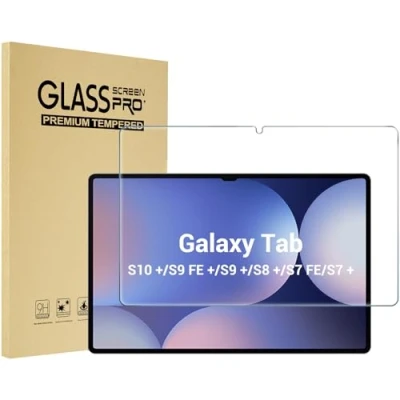 Abbildung von ProCase 1 Packung Displayschutzfolie für Galaxy Tab S10+ Plus/Tab S9+ Plus/S9 FE+/S8+ S7 Fe/Tab S7+ Plus 12,4 Zoll, 9H Härte Gehärtetes Glas HD Clear Film Samsung Klar