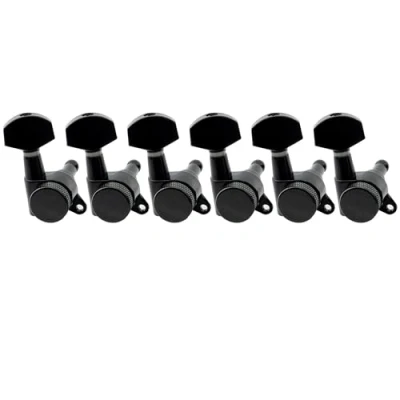 Abbildung von Musiclily Pro 6 in Line Gitarren Locking Mechaniken Tuners Tuning Pegs Machine Heads für Fender Strat Stratocaster ST Tele Telecaster TL E Gitarre, Schwarz