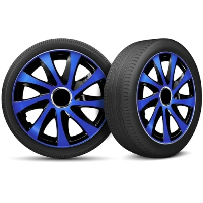 Abbildung von Auto Radkappen Radzierblenden 4er Set passend für alle Stahlfelgen Einstellbarer Sicherungsring 14 Zoll Schwarz Blau