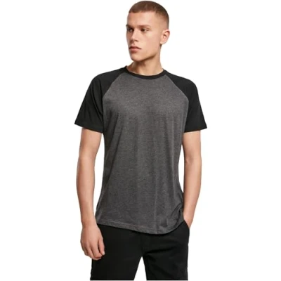 Abbildung von Build Your Brand Herren BY007 Raglan Contrast Tee T Shirt, White/Black, S