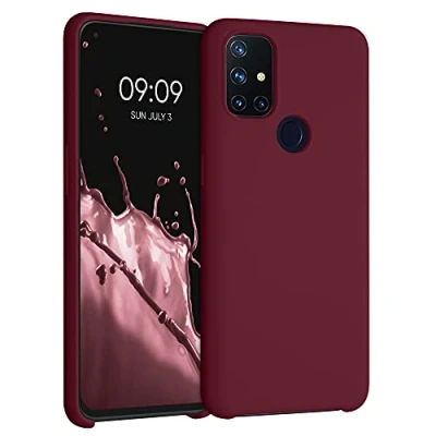Abbildung von kwmobile Hülle kompatibel mit OnePlus Nord N10 5G Silikon Handy Case Handyhülle weiche Oberfläche kabelloses Laden Rhabarber Rot