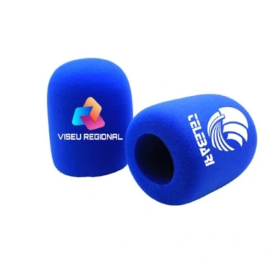 Abbildung von Mikrofon Schaumstoff Windschutzscheiben, personalisiertes Logo für Handgriff Mikrofon, Schaumstoffabdeckungen, gedruckt TV Interview, Rundfunk, Radiosender (blau,