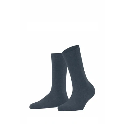 Abbildung von FALKE Damen Socken Family W So nachhaltige Baumwolle einfarbig 1 Paar, Blau Dark Blue Melange 6688, 35 38