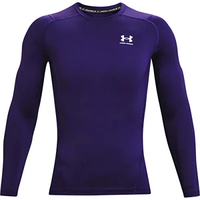 Abbildung von Under Armour Herren HeatGear Compression Long Sleeve T Shirt Hemd, Lila (500)/Weiß, Mittel