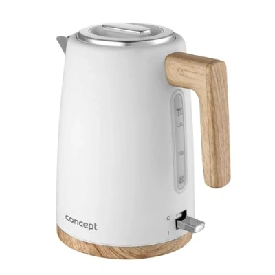 Abbildung von Concept RK3315 Elwood Elektrischer Wasserkocher 2200W 1.7L, Drehbarer Sockel 360, Automatische Abschaltung, Boden und Griff aus Holzimitat