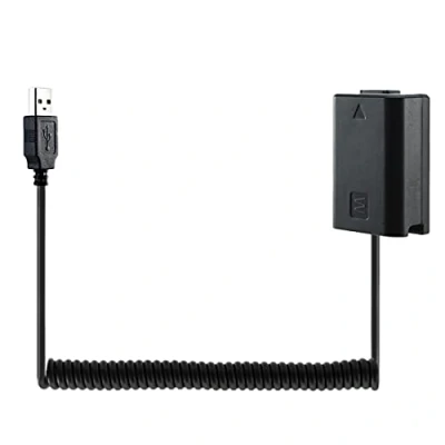 Abbildung von Novara USB Ladekabel NP FW50 Dummy Batterie Kabel für A7 A7R A7S A7M A7II A7S2 A7M2 A7R2 A6500 A6300 DC Koppler