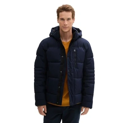 Abbildung von TOM TAILOR Herren Puffer Winterjacke mit Abnehmbarer Kapuze, 10668 Sky Captain Blue, M