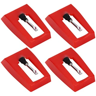 Abbildung von Plattenspieler, Nadel 4 Stück Abs + Aluminium Turntable Needle Plattenspieler Stylus Ersatznadeln Konische Diamant Keramik Phonograph