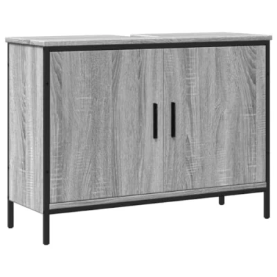 Abbildung von vidaXL Badezimmerspiegelschrank Waschbeckenunterschrank Grau Sonoma 80x30x60 cm Holzwerkstoff (1 St)