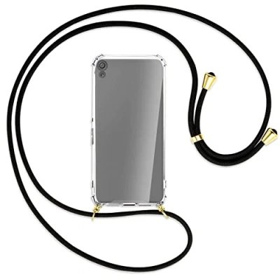 Abbildung von mtb more energy® Handykette kompatibel mit Sony Xperia XA (F3111, F3113 / 5.0&#039;&#039;) schwarz/Gold Smartphone Hülle zum Umhängen Anti Shock Strong TPU Case