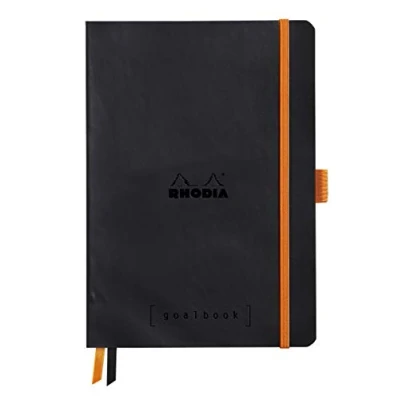Abbildung von Rhodia 117571C Notizheft Goalbook (DIN A5, 14.8 x 21 cm, Dot, praktisch und trendige, mit weichem Deckel, 90g weißes Papier, 120 Blatt) 1 Stück, Schwarz