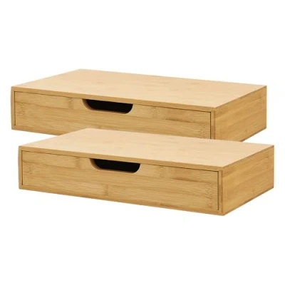 Abbildung von en.casa Wandregal, »Bokn« mit Schublade 40x24x8 cm Bambus