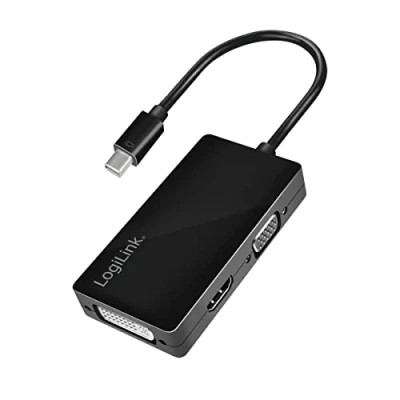 Abbildung von LogiLink CV0110 4K Mini DisplayPort auf DVI/HDMI/VGA Adapter Schwarz