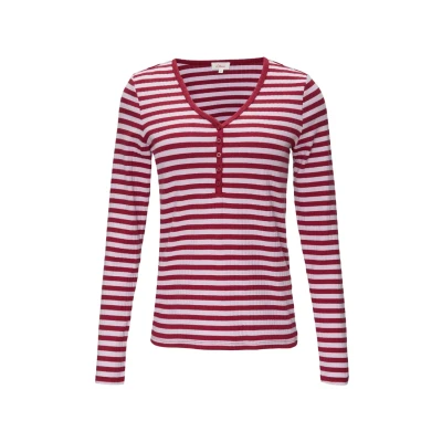 Abbildung von s.Oliver MIT Henleyausschnitt Langarmshirt, Damen, Größe: 42, Rubinrot