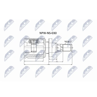 Abbildung von NTY NPW NS 030 Gelenksatz getriebeseitig, Vorderachse links, rechts NISSAN: Pathfinder 3, NP300 Navara Pickup