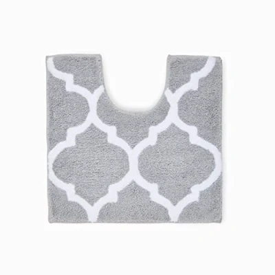 Abbildung von Penguin Home WC Vorleger aus Mikrofaser getuftet,wendbar,U förmig,konturfarben,silberfarben,weißsuper weich und saugfähig mit wendbaren Motiven Marokkanischfür Badezimmer &amp;Toiletten 51x51cm