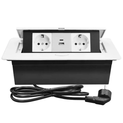 Abbildung von CHENGPI Unterputz Steckdose,Unterputz Steckdosenleiste mit 2 Steckdosen,Versenkbare Steckdose USB+Type C PD18W,Platzsparende für Küche,Büro und Arbeitsplatte