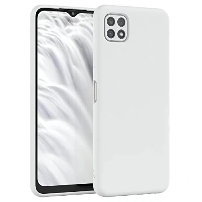 Abbildung von EAZY CASE Premium Silikon Handyhülle kompatibel mit Samsung Galaxy A22 5G, Slimcover Kameraschutz und Innenfutter, Silikonhülle, Schutzhülle, Bumper, Handy Case, Hülle, Softcase, Weiß