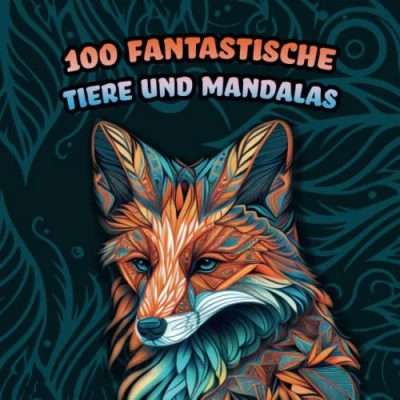 Abbildung von 100 Fantastische Tiere und Mandalas Mandala Malbuch für Erwachsene Jugendliche mit Motiven im Stil (Für Stressabbau, Entspannung Meditation)