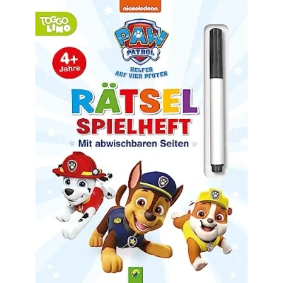 Abbildung von PAW Patrol Rätselspielheft mit Stift und abwischbaren Seiten: Erste Rätselaufgaben für Kinder ab 4 Jahren (Labyrinthe, Von Punkt zu Punkt, Zeichenschule) Chase, Marshall, Skye Co.