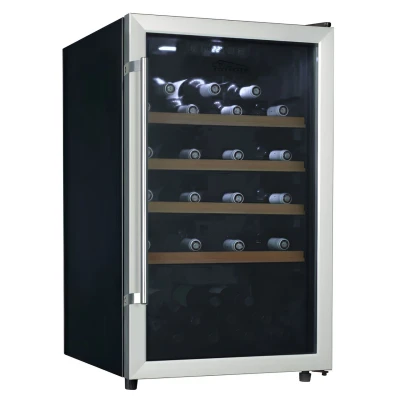 Abbildung von TroniTechnik Weinkühlschrank Trondhein mit 126 Liter Fassungsvolumen für 63 Flaschen,Temperatur von 5C bis 18C, weißem LED,Tür beidseitig montierbar