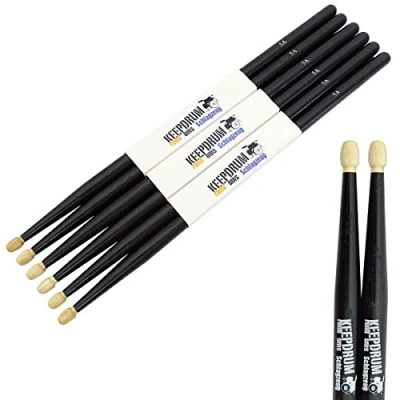 Abbildung von keepdrum 5A Black Hickory Drumsticks Schwarz 3 Paar