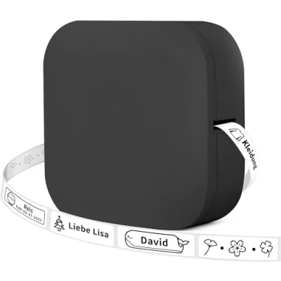 Abbildung von COLORWING Q30 Bluetooth Etikettendrucker, Beschriftungsgerät Selbstklebend Kompatibel Mit Ios Android, Tragbarer Mini Etikettiergerät FüR Zuhause BüRo Schule Etikettierung (Schwarz)