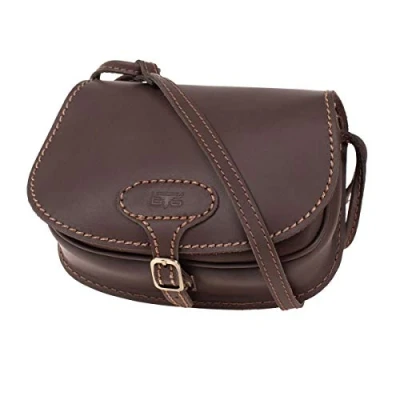 Abbildung von MIKA 28059022 Damentasche Bonny aus Echt Leder/Sattelleder, Damen Handtasche mit Hauptfach und Vortasche, Ledertasche für Frauen, Umhängetasche in Dunkelbraun, Lederhandtasche ca. 23 x 8 19 cm