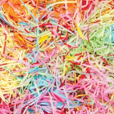 Abbildung von Baker Ross AW237 regenbogenfarbenes geschreddertes Seidenpapier, 50 g, gemischt