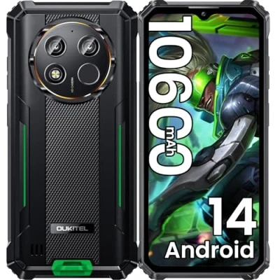 Abbildung von OUKITEL WP28E Outdoor Smartphone Android 14 10600mAh Handy Ohne Vertrag, 16GB+64GB/1TB, 6,52&quot; mit 13MP Kamera, IP68 Wasserdicht, Dual 4G SIM Baustellenhandy/NFC/GPS/OTG/BT5.0 Grün