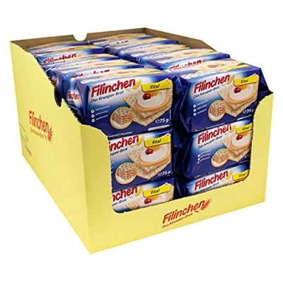 Abbildung von 30er Pack Filinchen Das Knusper Brot Vital 30 x 75 g zuckerarm laktosefrei natriumarm Snack Knäckebrot Waffelbrot Knusperbrot Pausensnack