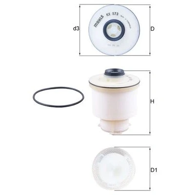Abbildung von MAHLE ORIGINAL KX 573D Kraftstofffilter Filtereinsatz TOYOTA: HILUX VIII Pickup, 8 Pritsche/Fahrgestell, Fortuner II