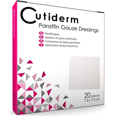 Abbildung von Cutiderm sterile Paraffingaze Kompresse, 7.5 cm x cm, Packung mit 20 Stück