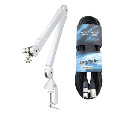 Abbildung von Rode PSA1+ W Mikrofonarm Tisch Stativ Weiss + keepdrum XLR Kabel
